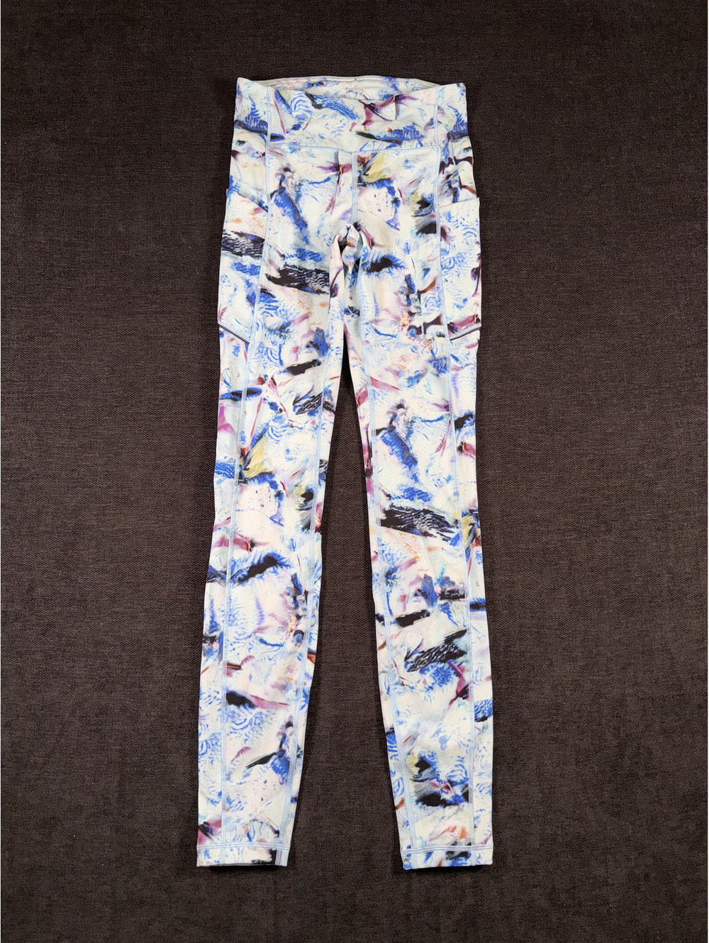 Lululemon Wunder Train Leggings Size 2 Blue Tropical Pattern